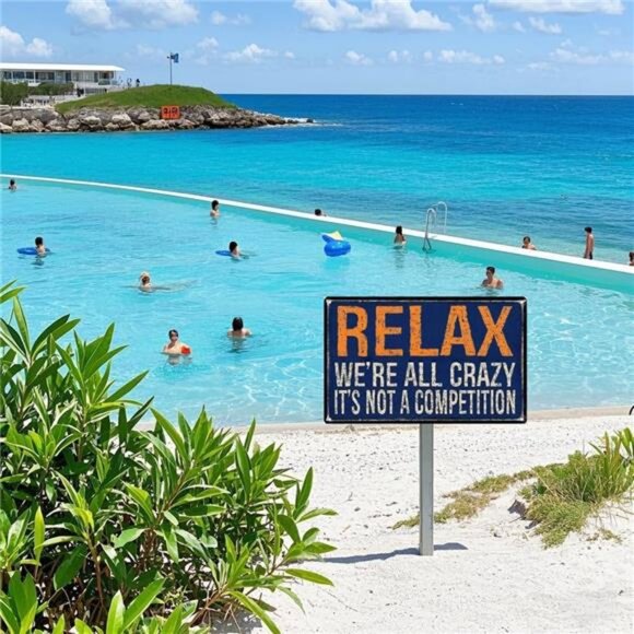 Funny Metal Sign – “Relax, We're All Crazy. It's Not a Competition” Funny - Picture 4 of 7